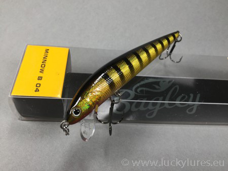 Seite Minnow B Wobbler, Größe: 04, Farbe: Black Stripes on Gold, Bagley Bait.